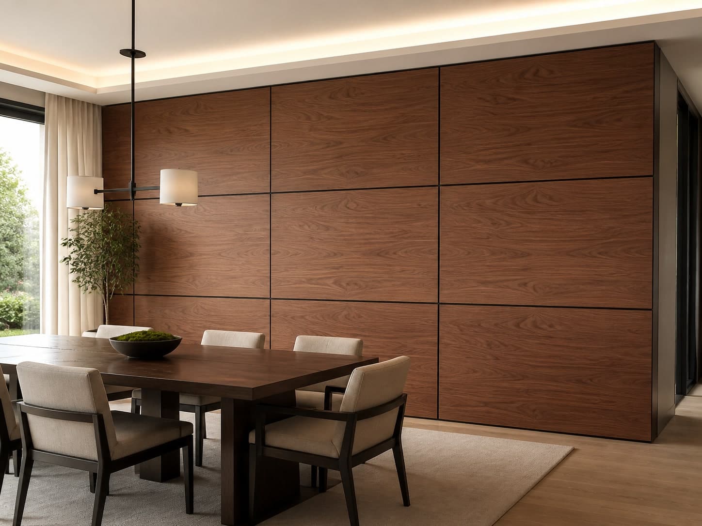 Walnut-Look Veneer Panel Wall design direction