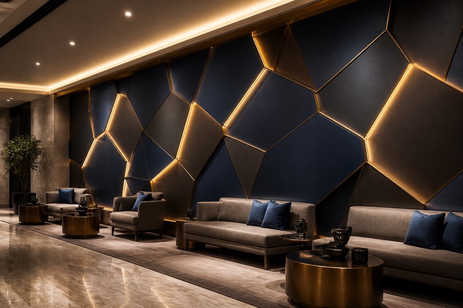 Navy Polygon LED Wall design direction