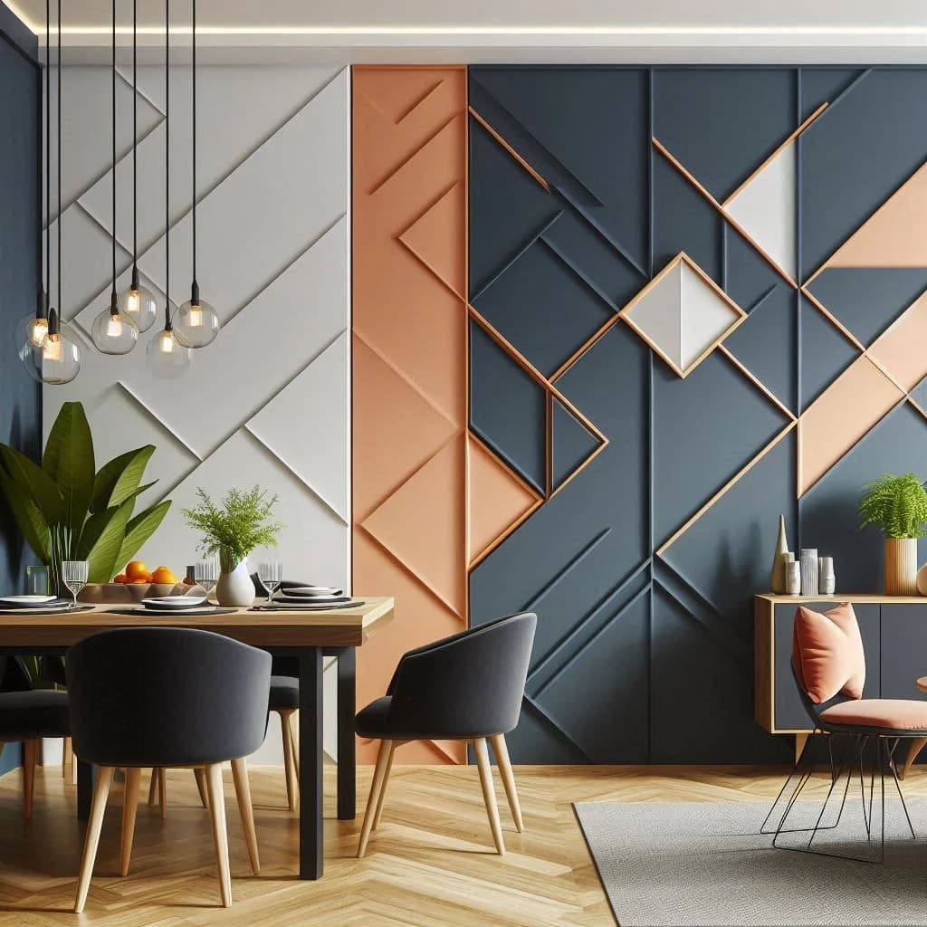 Blue & Copper Dining Wall design direction