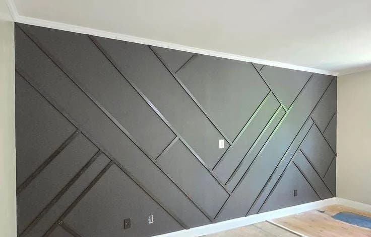 Graphite Asymmetric Linework Wall design direction