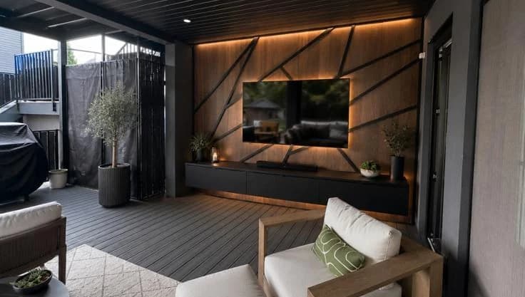 Outdoor Backlit Geometric Media Wall design direction