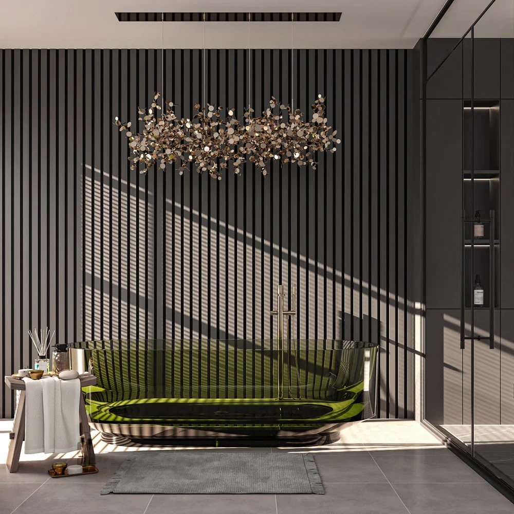 Black Lobby Slat Wall design direction