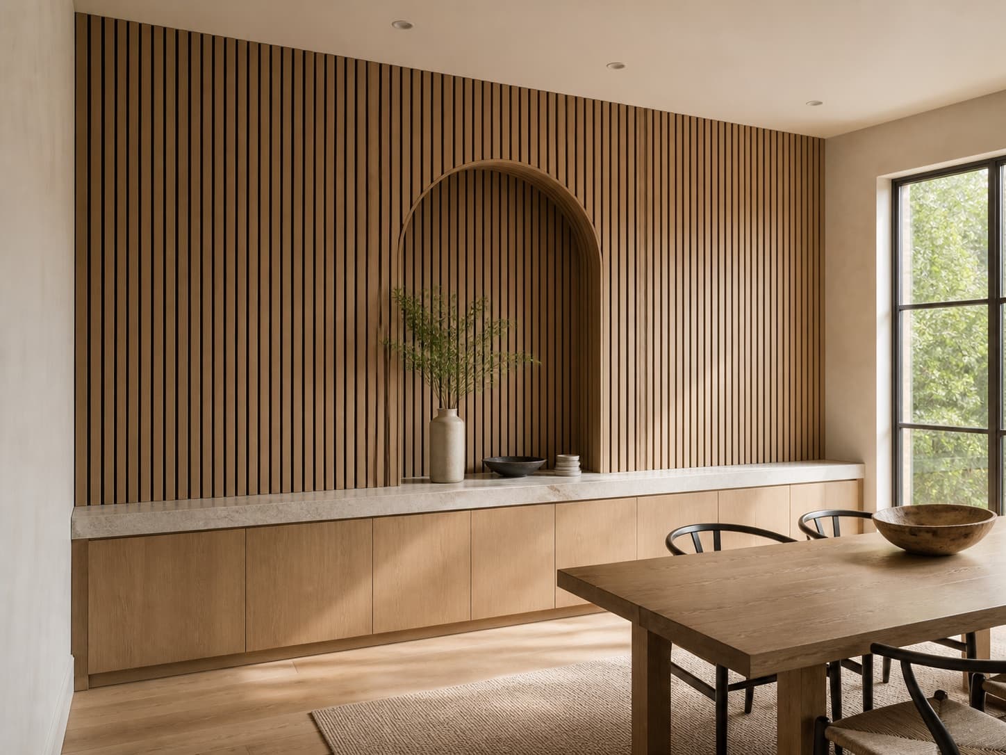 Light Oak Slat Niche Wall design direction
