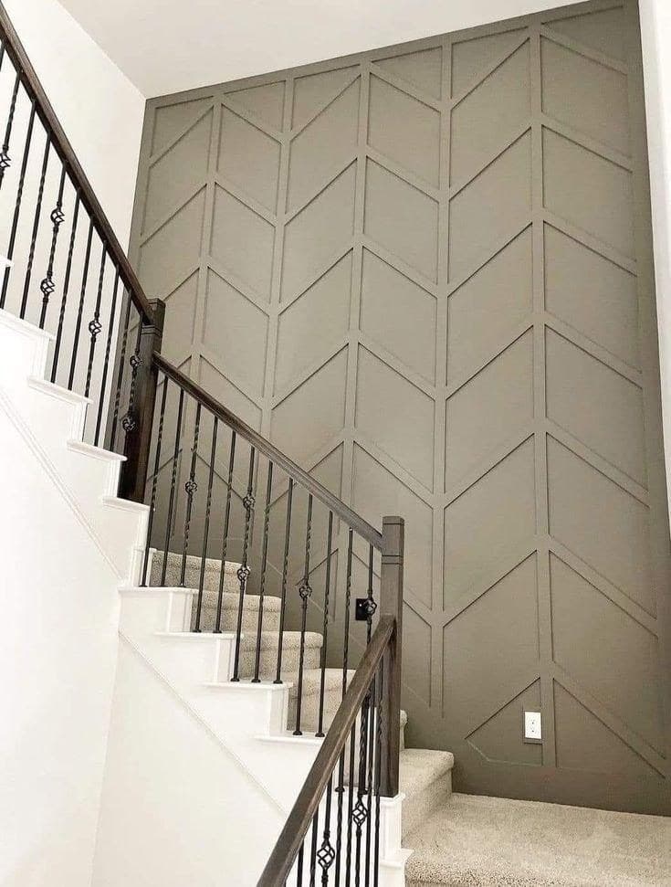Tall Stair Chevron Wall design direction