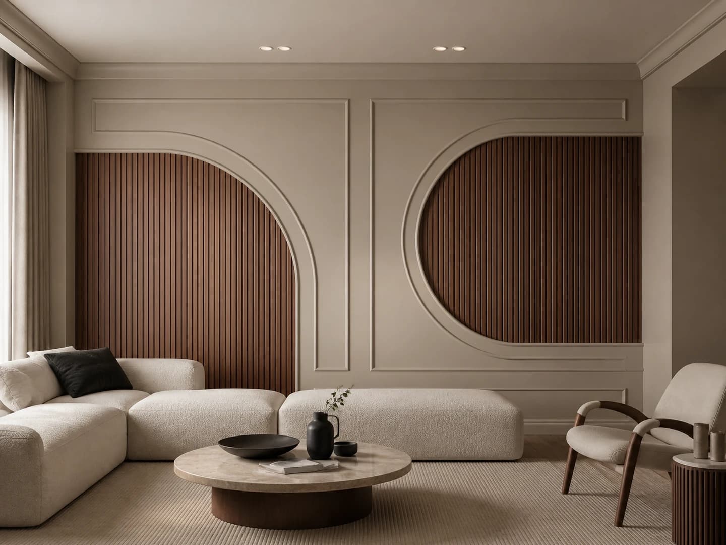 Curved Walnut Fluted Inserts design direction