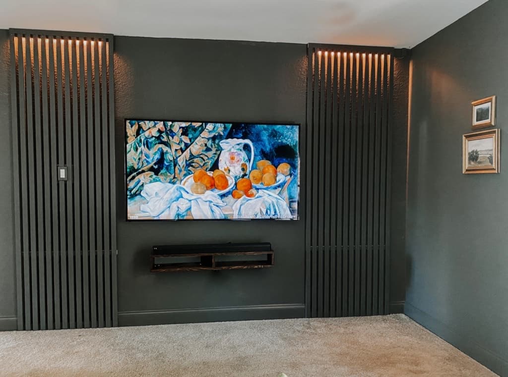 Charcoal LED Slat TV Wall design direction