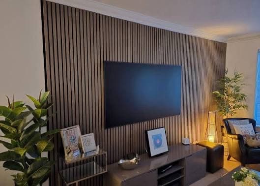 Walnut Full-Width Slat TV Wall design direction
