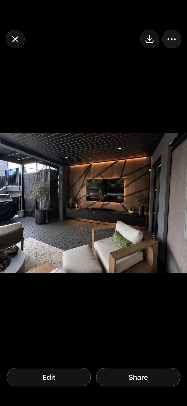 Illuminated outdoor architectural TV wall